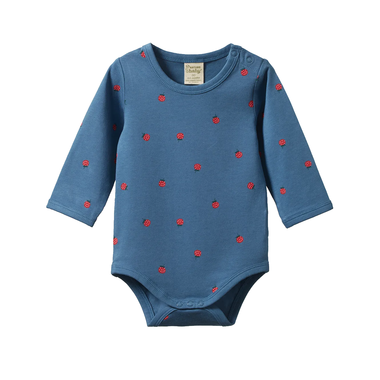 Nature Baby Stretch Jersey Long Sleeve Bodysuit - Raspberry Blue Print