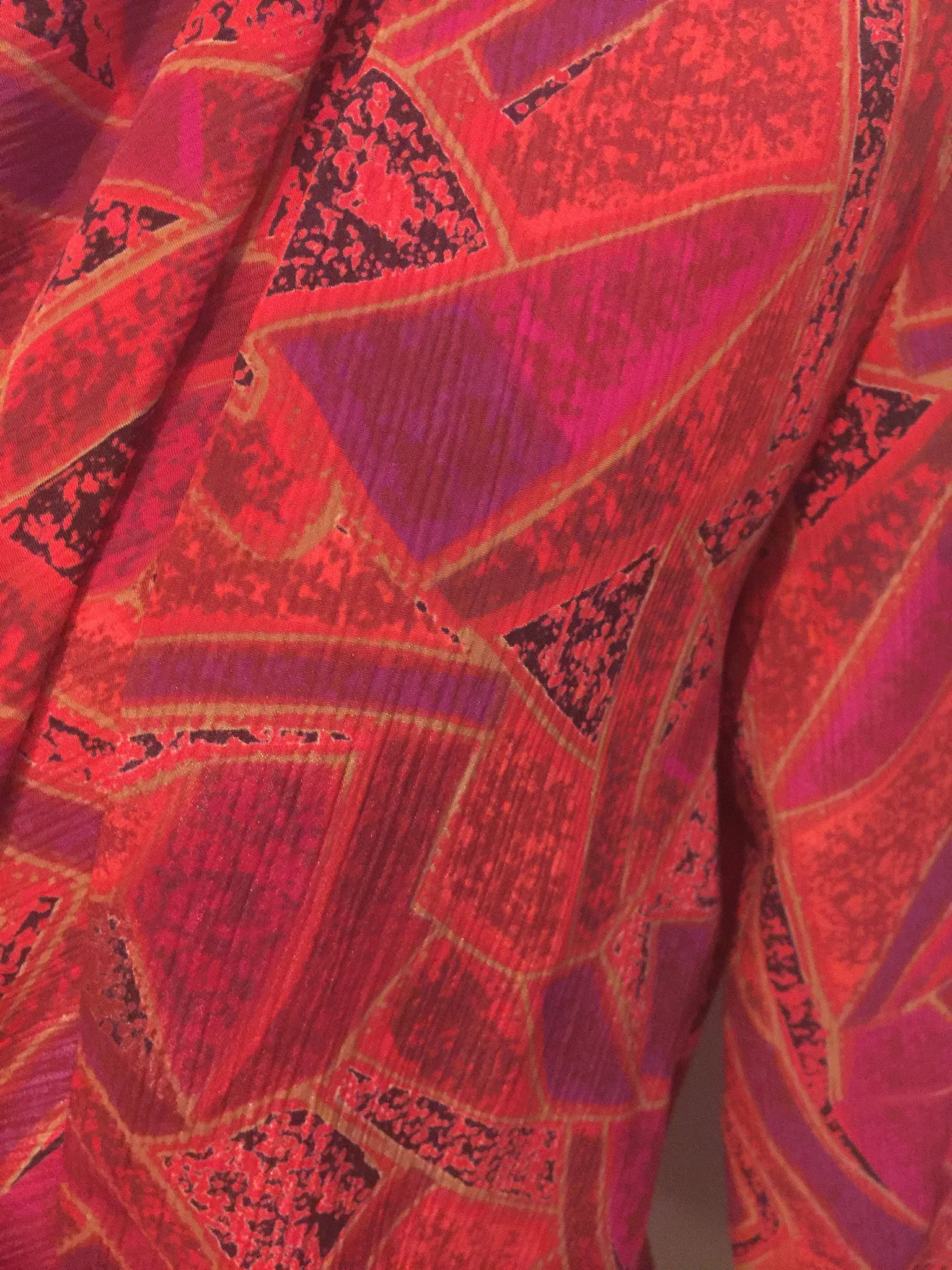Orange & Red Abstract Scarf Blouse - Size 6