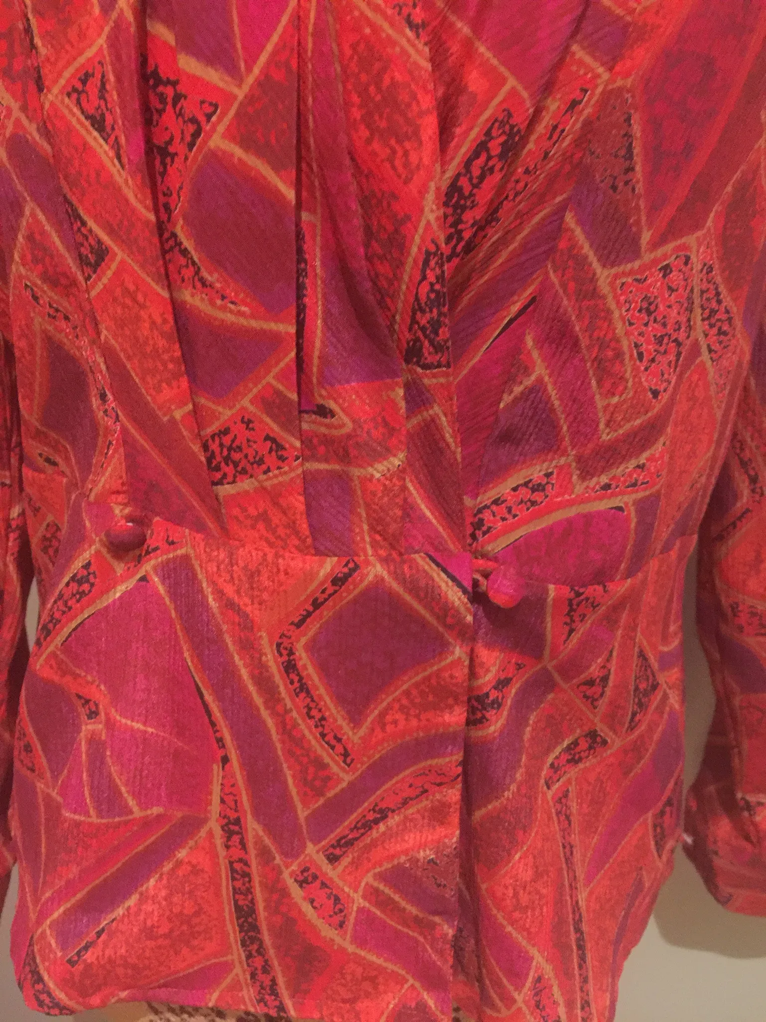 Orange & Red Abstract Scarf Blouse - Size 6