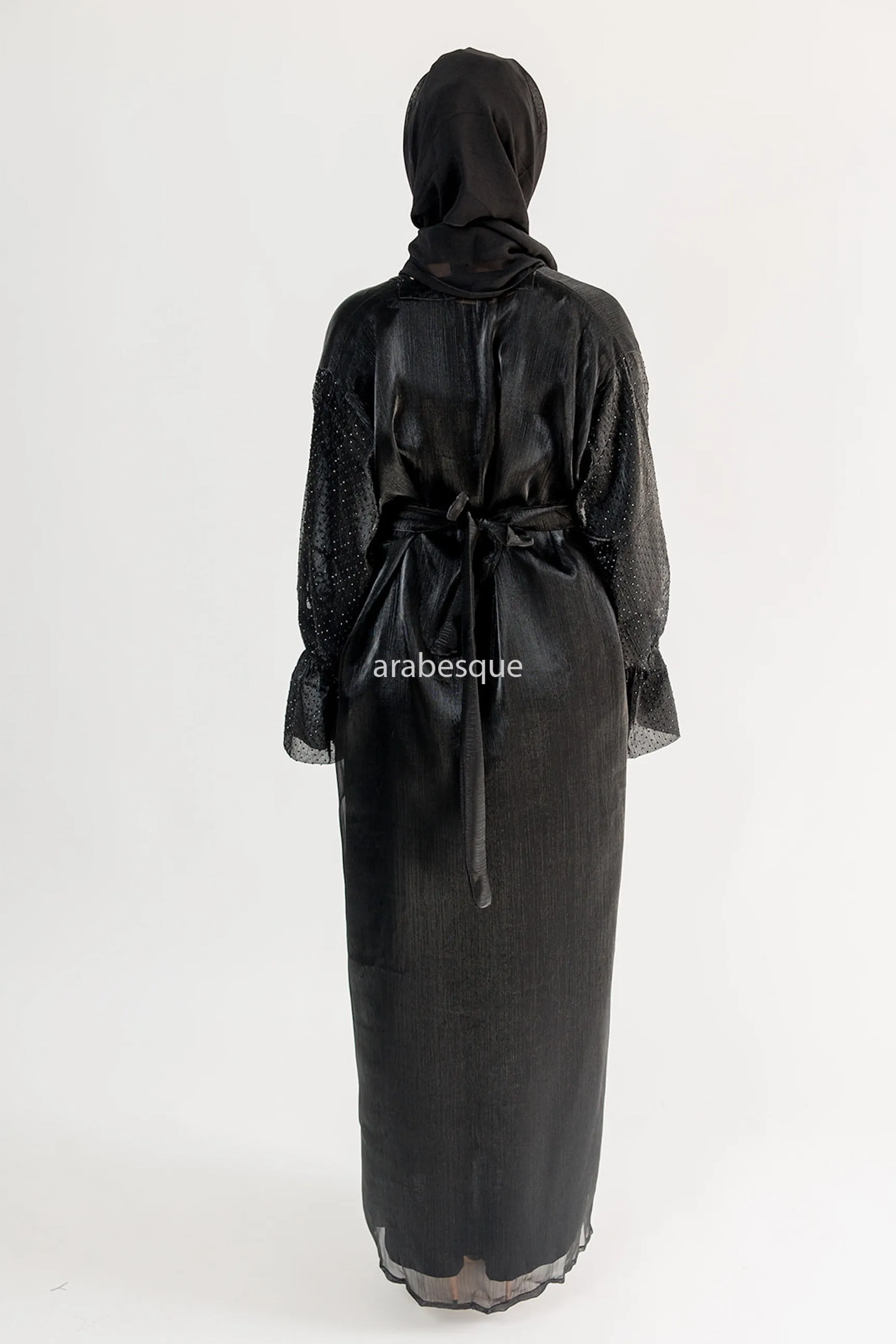Organza Open Abaya Three Piece Set - 5 Colours