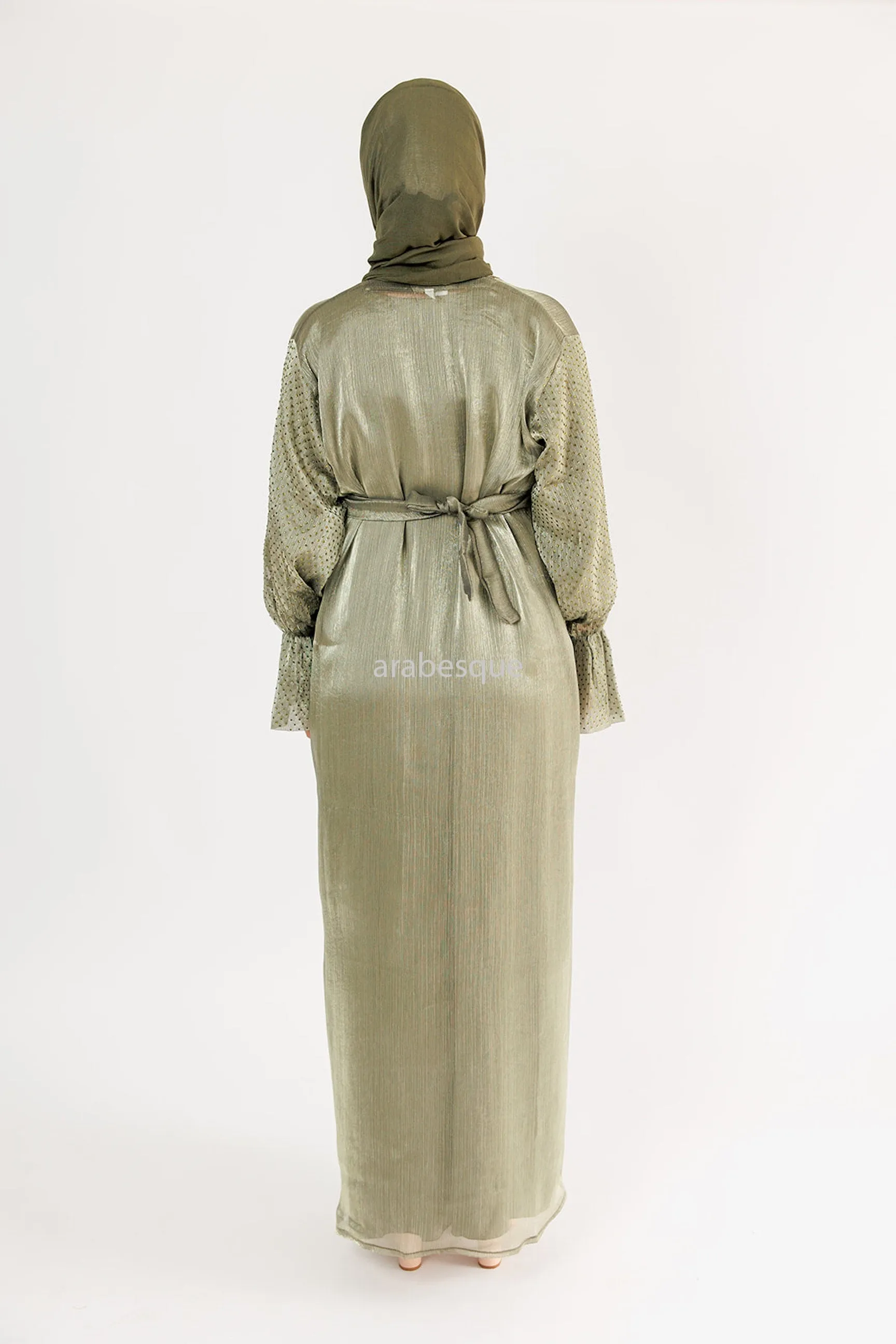 Organza Open Abaya Three Piece Set - 5 Colours