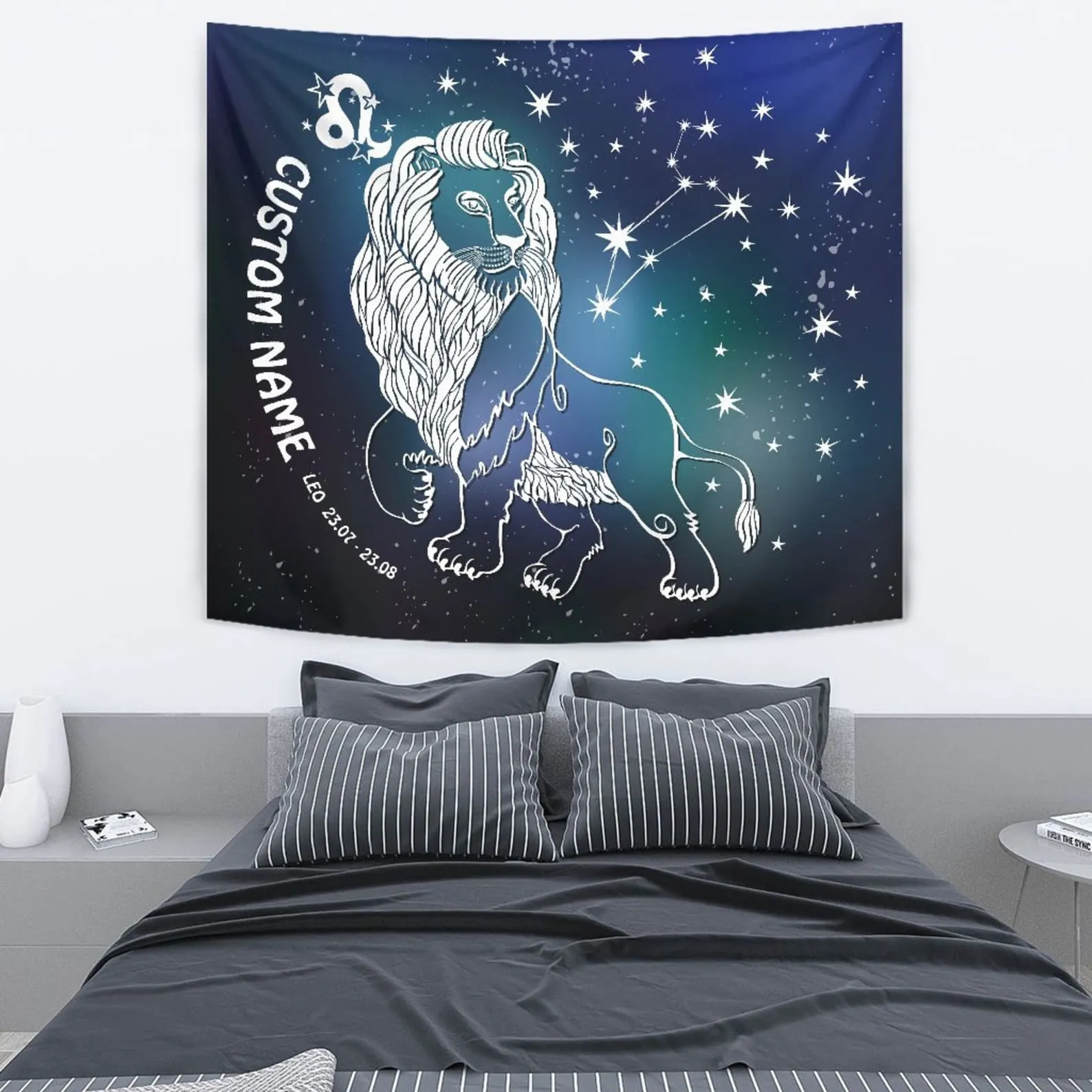 Personalized Leo Zodiac Star Sign Living Room Bedroom Tapestry, Leo Zodiac Art Wall Decor, Leo Horoscope Gift, Large Leo Tapestry