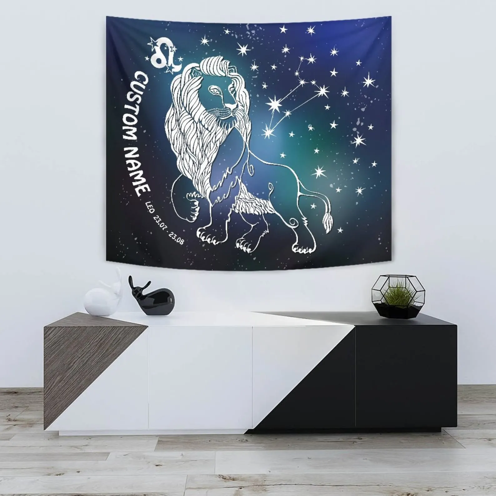 Personalized Leo Zodiac Star Sign Living Room Bedroom Tapestry, Leo Zodiac Art Wall Decor, Leo Horoscope Gift, Large Leo Tapestry