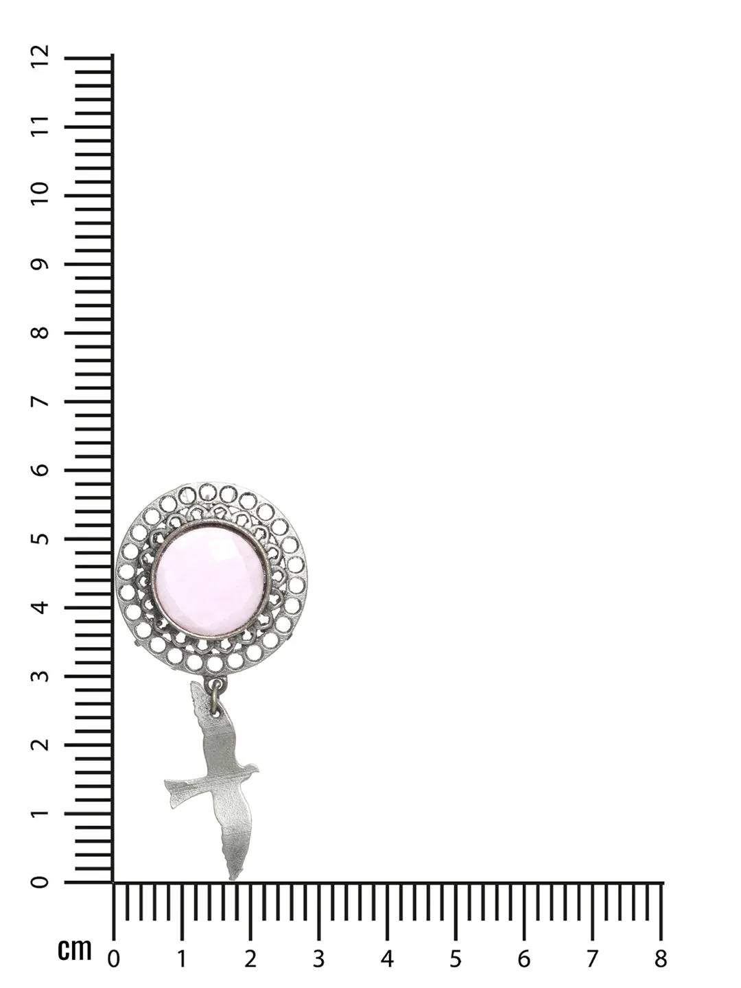 Pink Stone Studded Silver Toned Drop Earrings