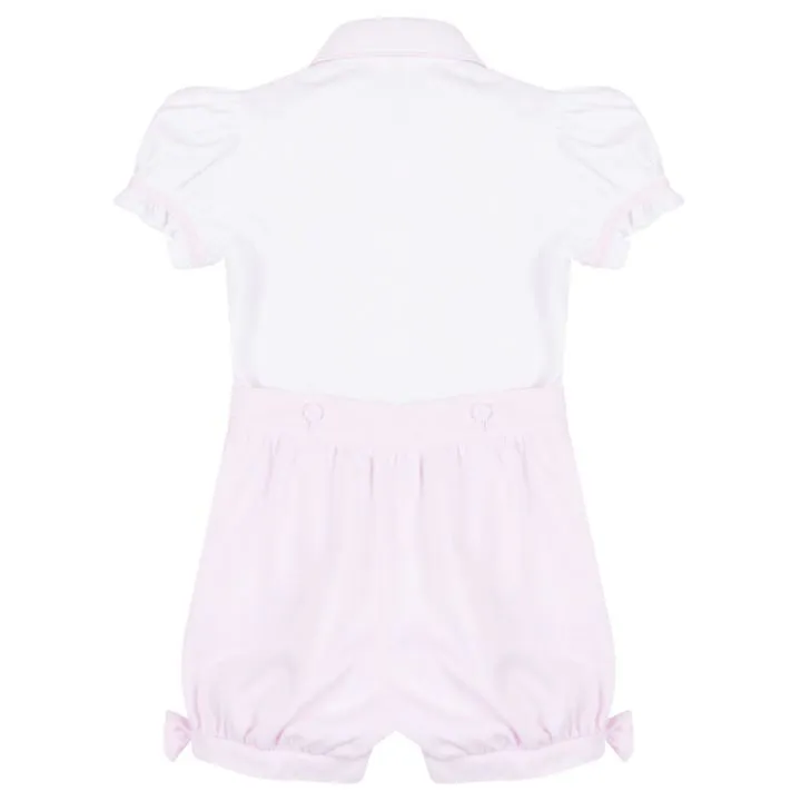 Pretty Originals Pink Rocking Horse Smock Bloomer Set
