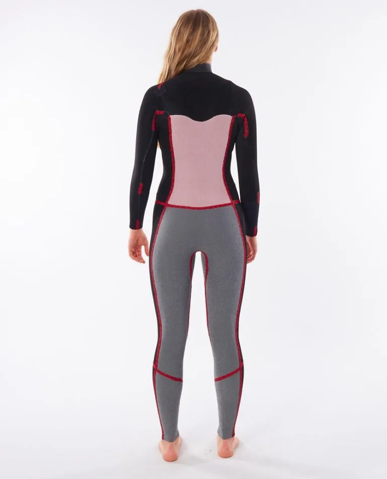 RIP CURL WOMENS DAWN PATROL 4.3MM C/Z STEAMER - BLACK