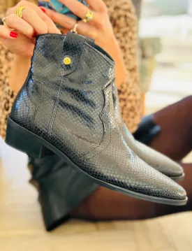 Sample Sale Black Leather Cowboy Boot size 38