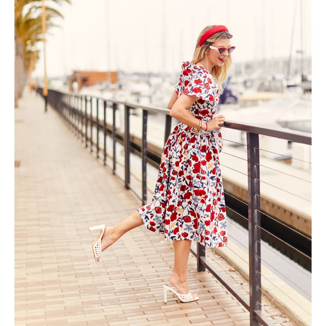 SAMPLE - Shawl Dress MIDI - RWB Floral