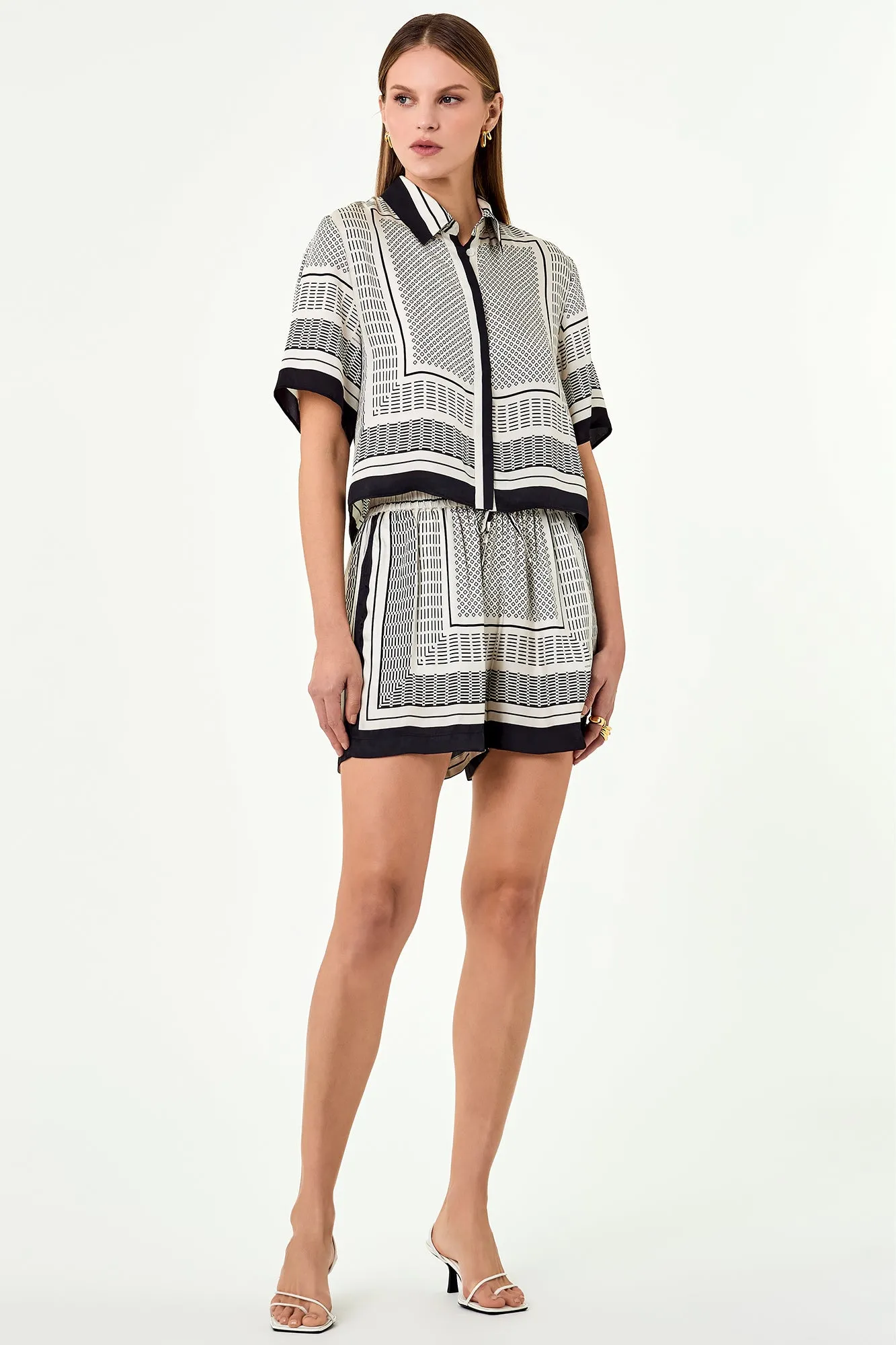 Sonora Crop Shirt - Scarf Print