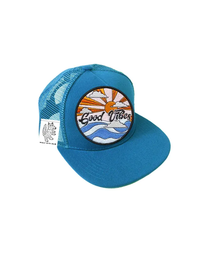 TODDLER Trucker Hat with Interchangeable Velcro Patch (Turquoise)