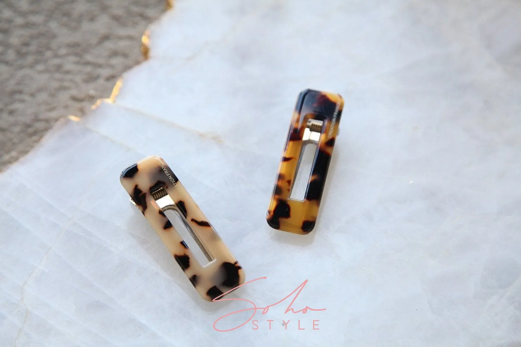 Tortoise Shell Hair Clip 2 PCS Set