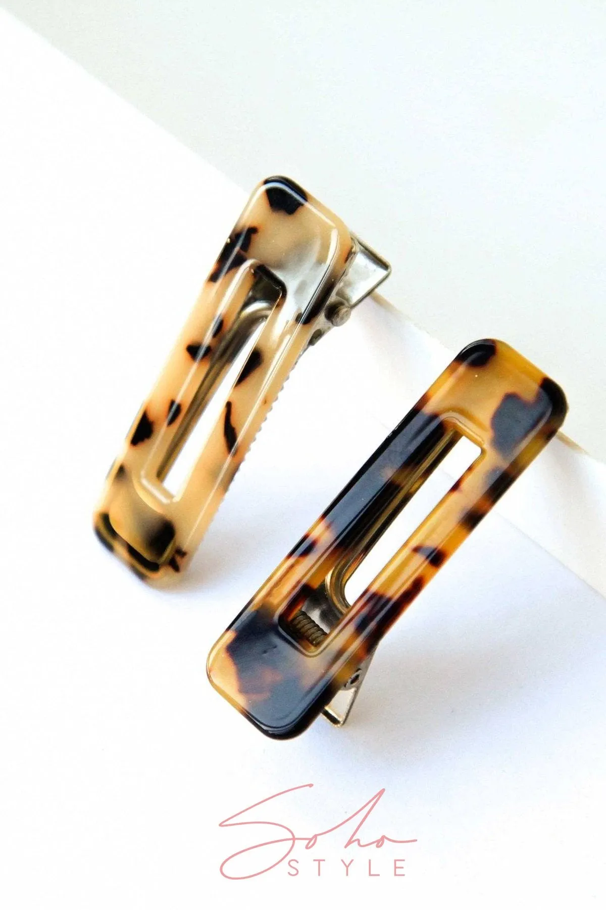Tortoise Shell Hair Clip 2 PCS Set