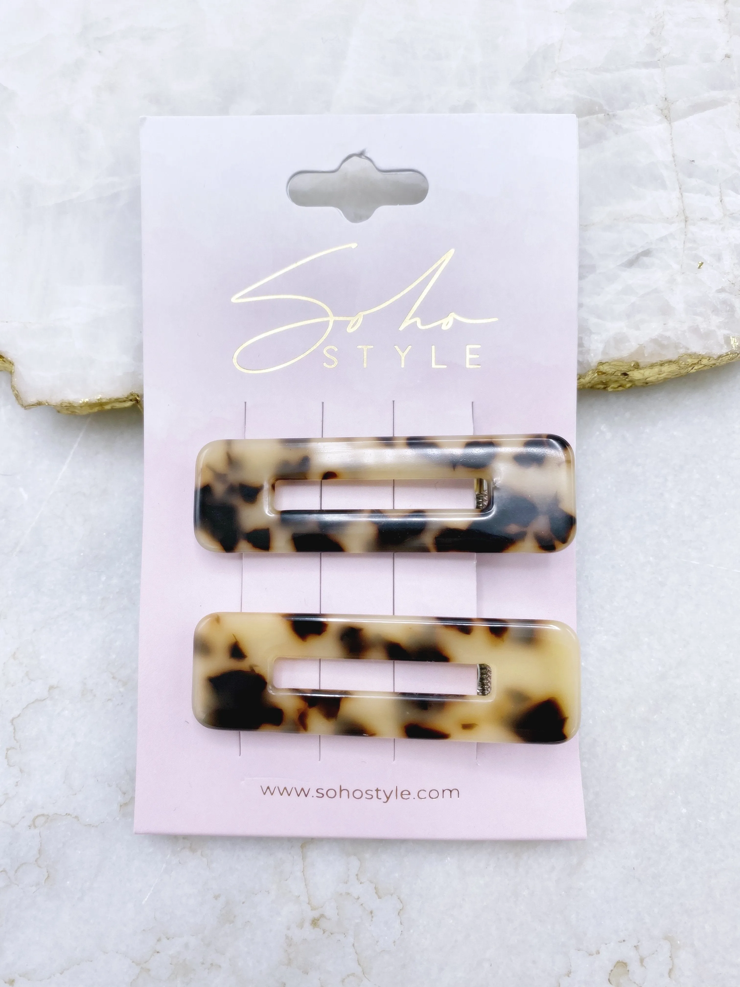 Tortoise Shell Hair Clip 2 PCS Set