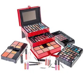 Ultimate All-Inclusive Makeup Collection with Reusable Organizer - Red