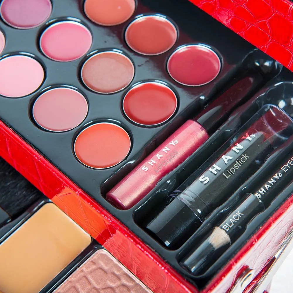 Ultimate All-Inclusive Makeup Collection with Reusable Organizer - Red