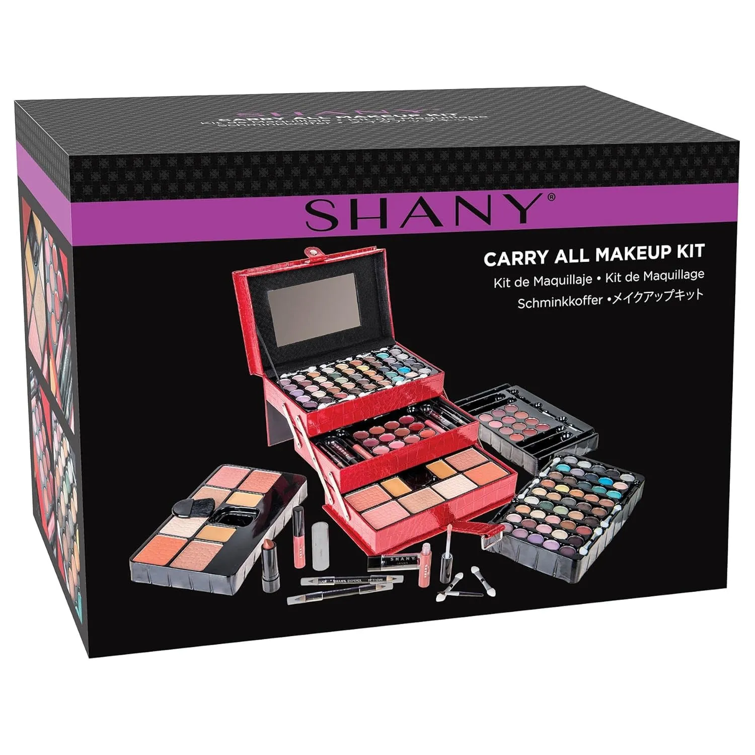 Ultimate All-Inclusive Makeup Collection with Reusable Organizer - Red