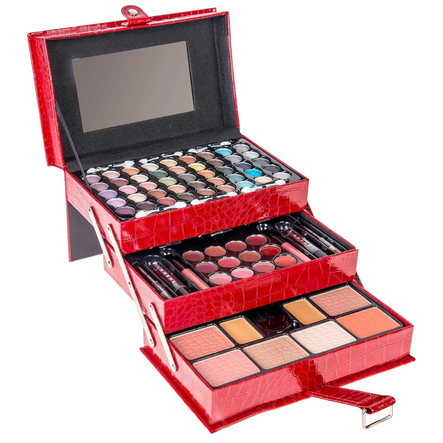 Ultimate All-Inclusive Makeup Collection with Reusable Organizer - Red