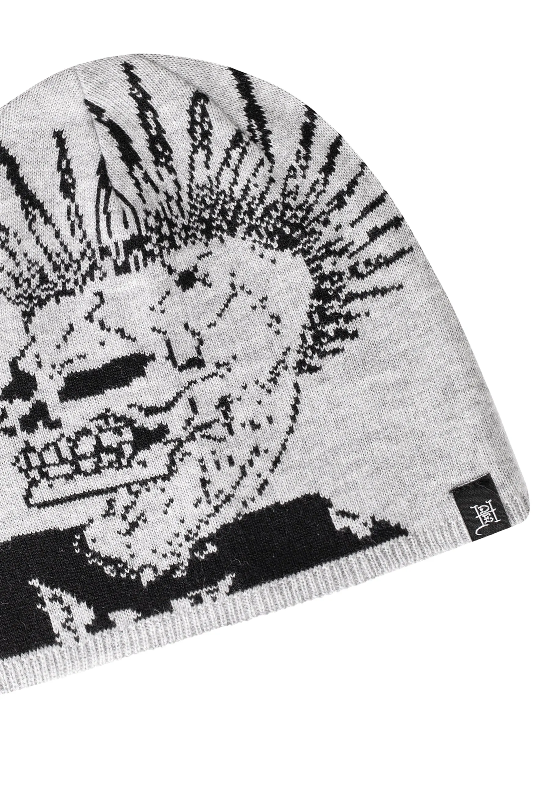 Unisex Punk Beanie Hat - Grey Marl