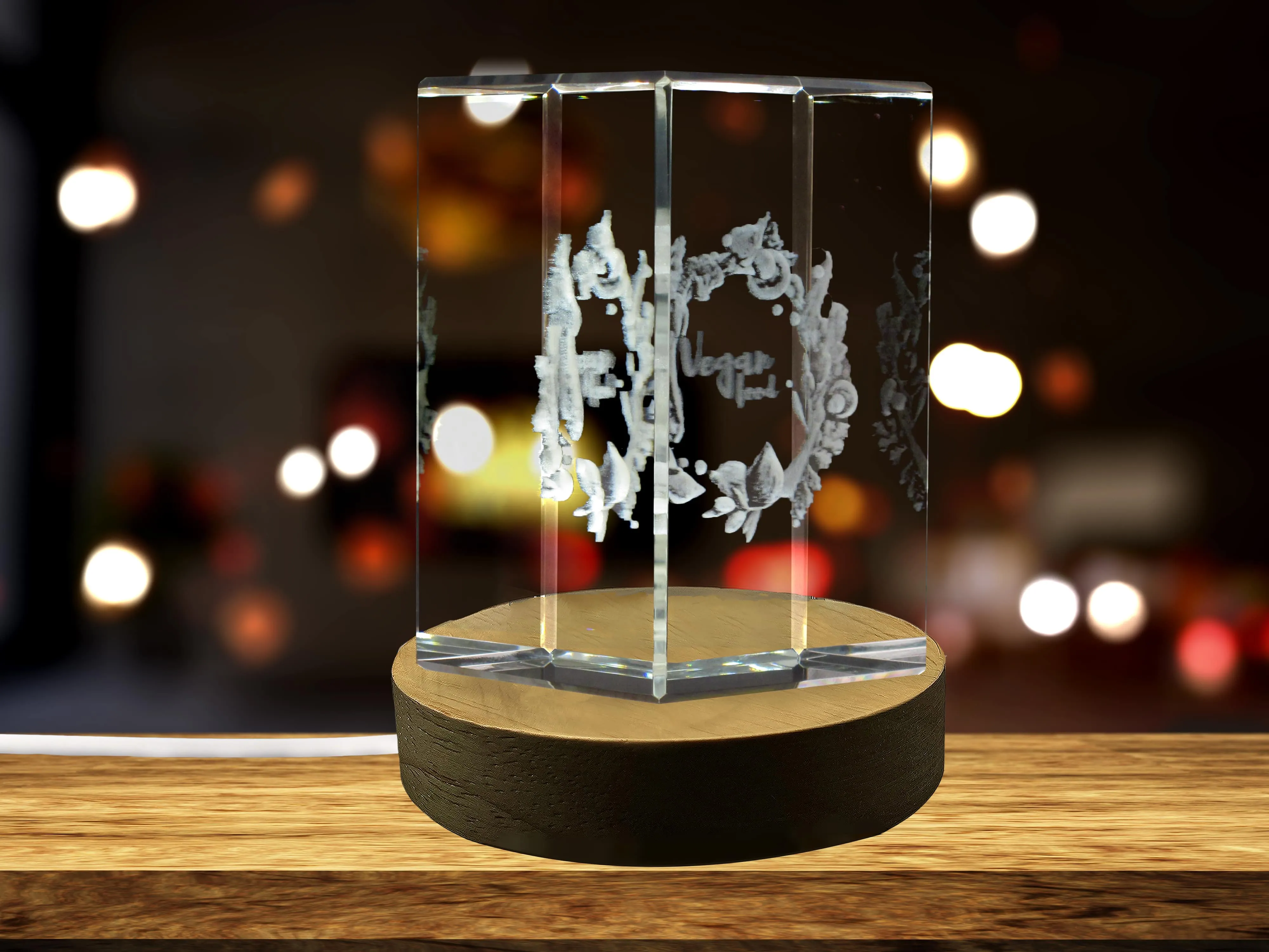Vegan Watercolor 3D Engraved Crystal 3D Engraved Crystal Keepsake/Gift/Decor/Collectible/Souvenir