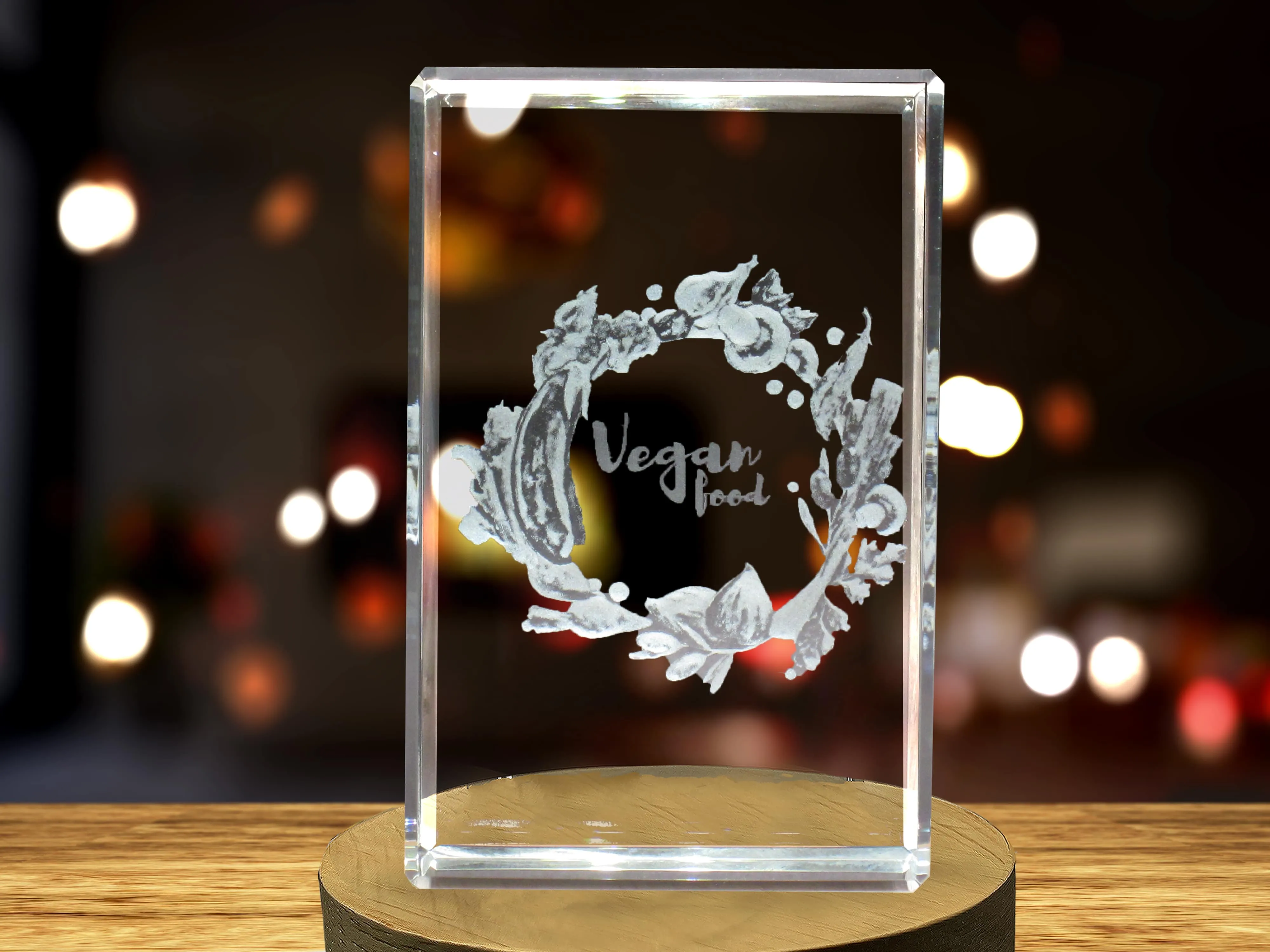 Vegan Watercolor 3D Engraved Crystal 3D Engraved Crystal Keepsake/Gift/Decor/Collectible/Souvenir