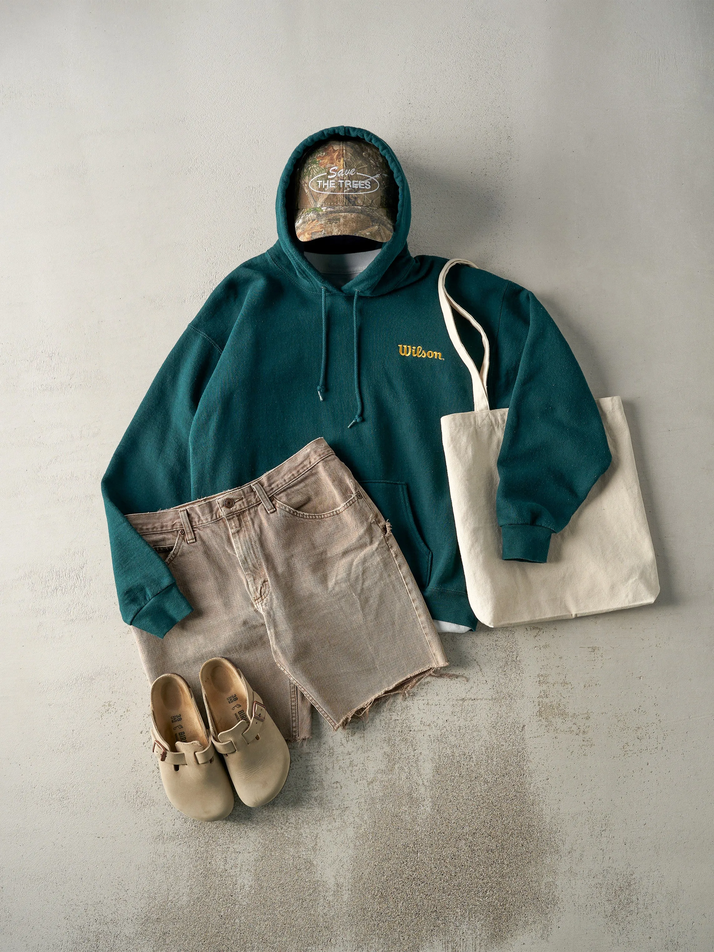 Viintage 90s Forest Green Wilson Embroidered Boxy Hoodie (L)