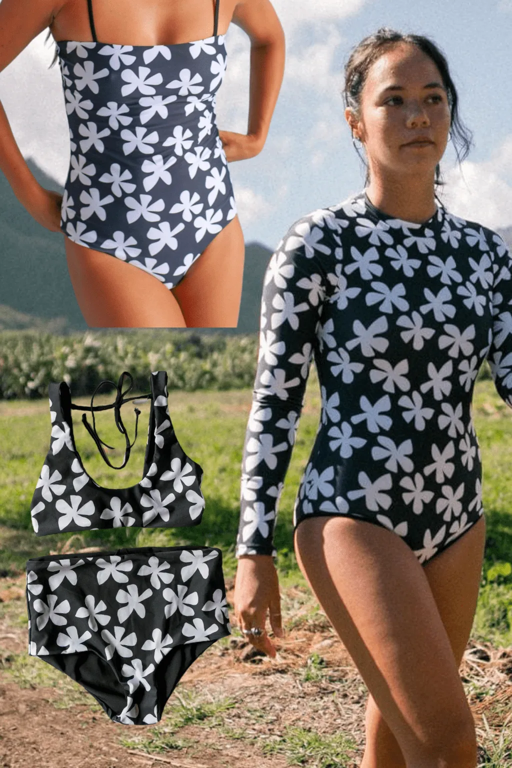 Women's Black Plumeria Bundle Over 50% off