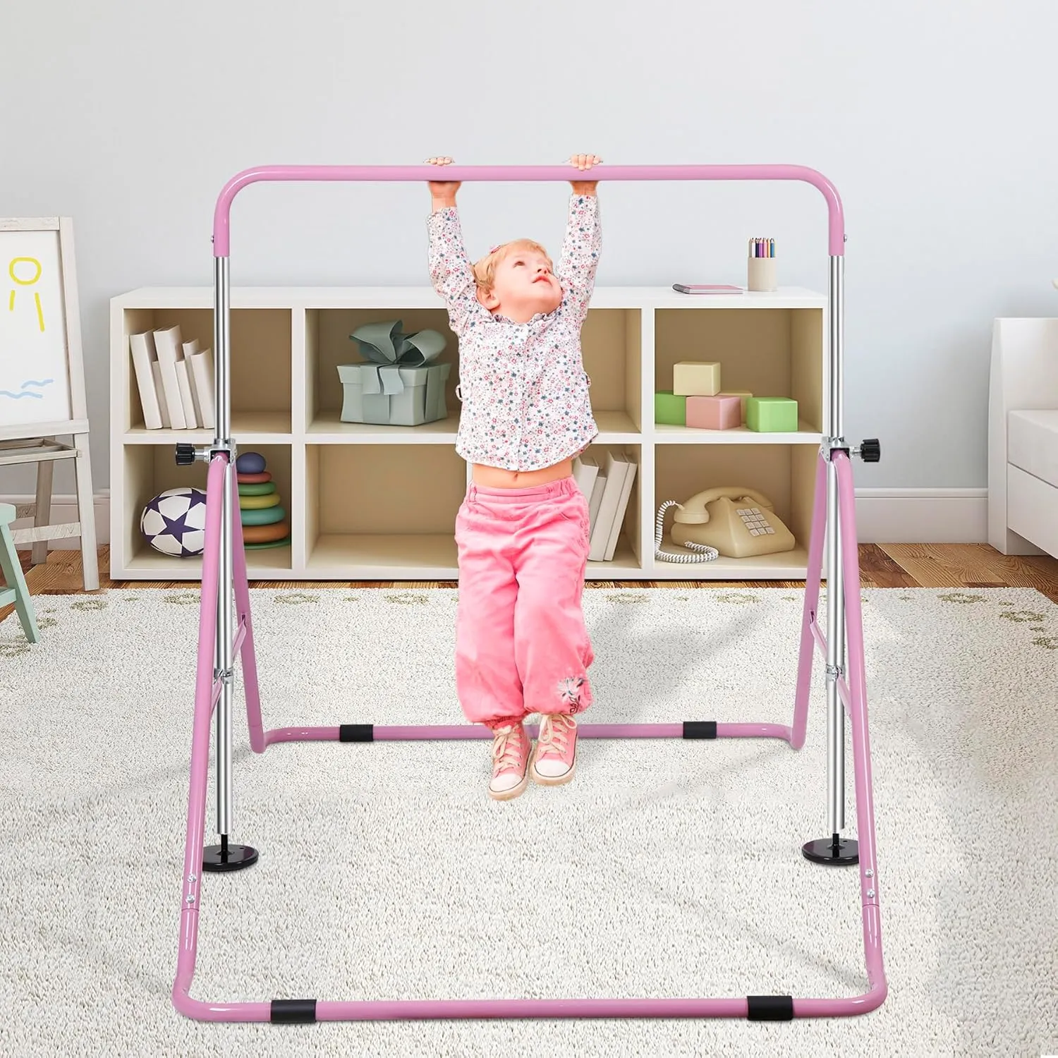 ZENY™ Gymnastics Bar for Kids, Height Adjustable Junior Training Kip Bar for Home, Folding Gymnastic Horizontal Bars Equipment